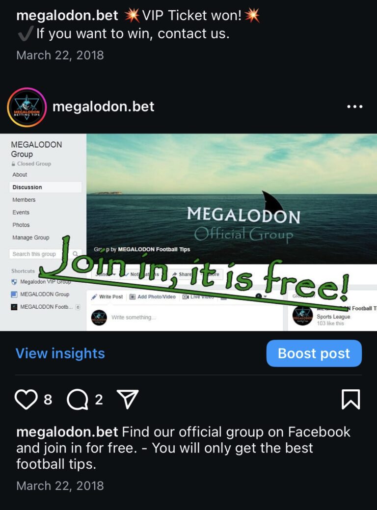 Original Megalodon Betting Tips Facebook VIP Group